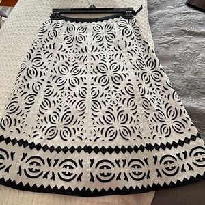 Etcetera B&W A-Line Midi Skirt with Cutout Design